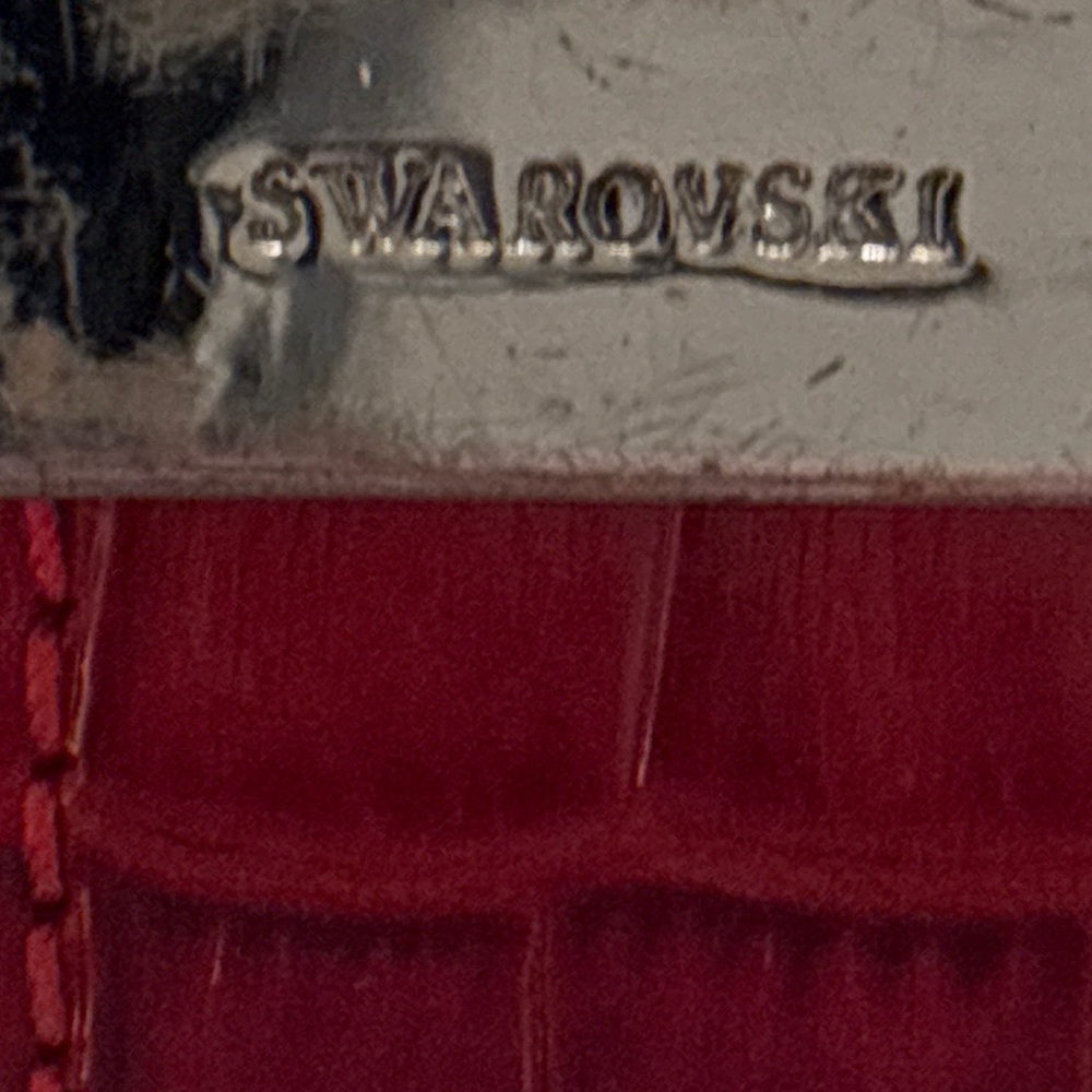 Swarovski Red & Black Crystal Panel Bracelet Swan Stamp - Picture 3 of 4